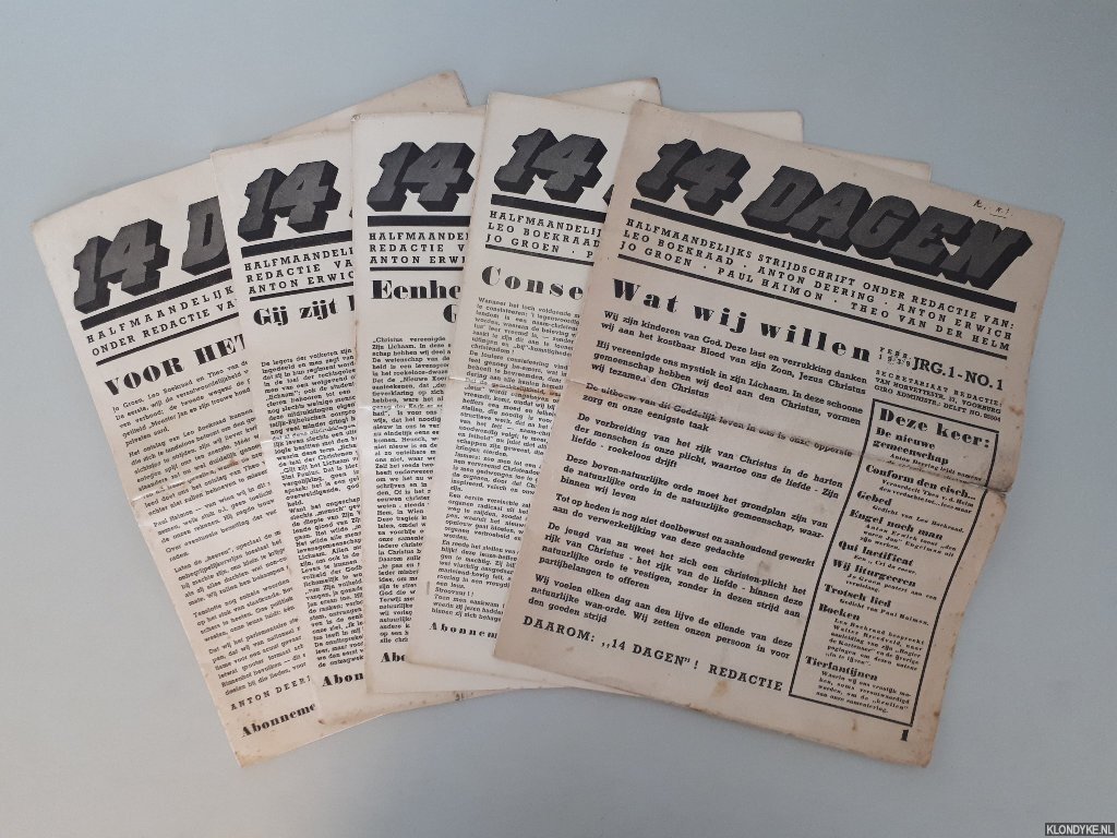 Deering, Anton - en anderen (redactie) - 14 dagen: Halfmaandelijks tijdschrift (5 afleveringen)