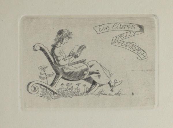Hauke, Hans. - Exlibris voor Nelly Hanrath.