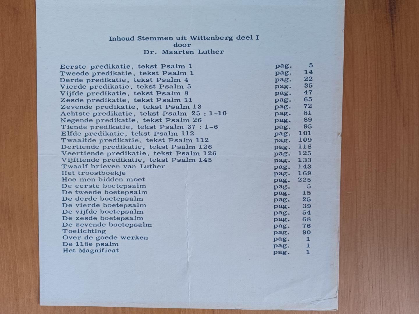 Luther, Dr.Maarten - Stemmen uit Wittenberg, deel 1