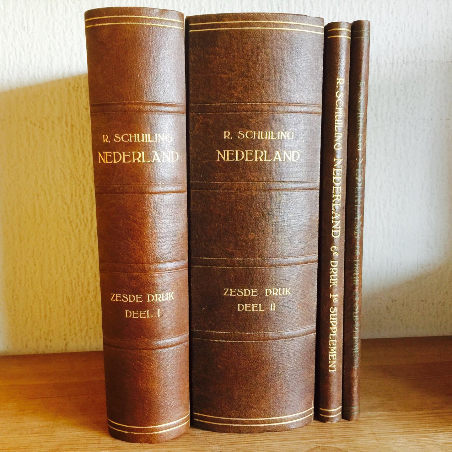 R Schuiling - NEDERLAND , Handboek der Aardrijkskunde, deel 1 en 2 plus 2 supplementen