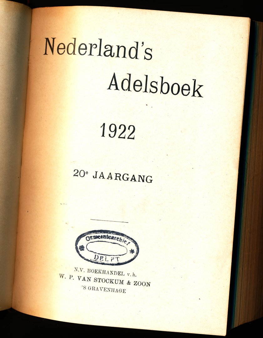  - Nederland`s Adelsboek 1922 (20e jaargang)