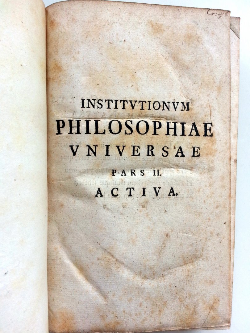 Winkler, Johann Heinrich - Institutionum Philosophiae Universae Pars II Activa