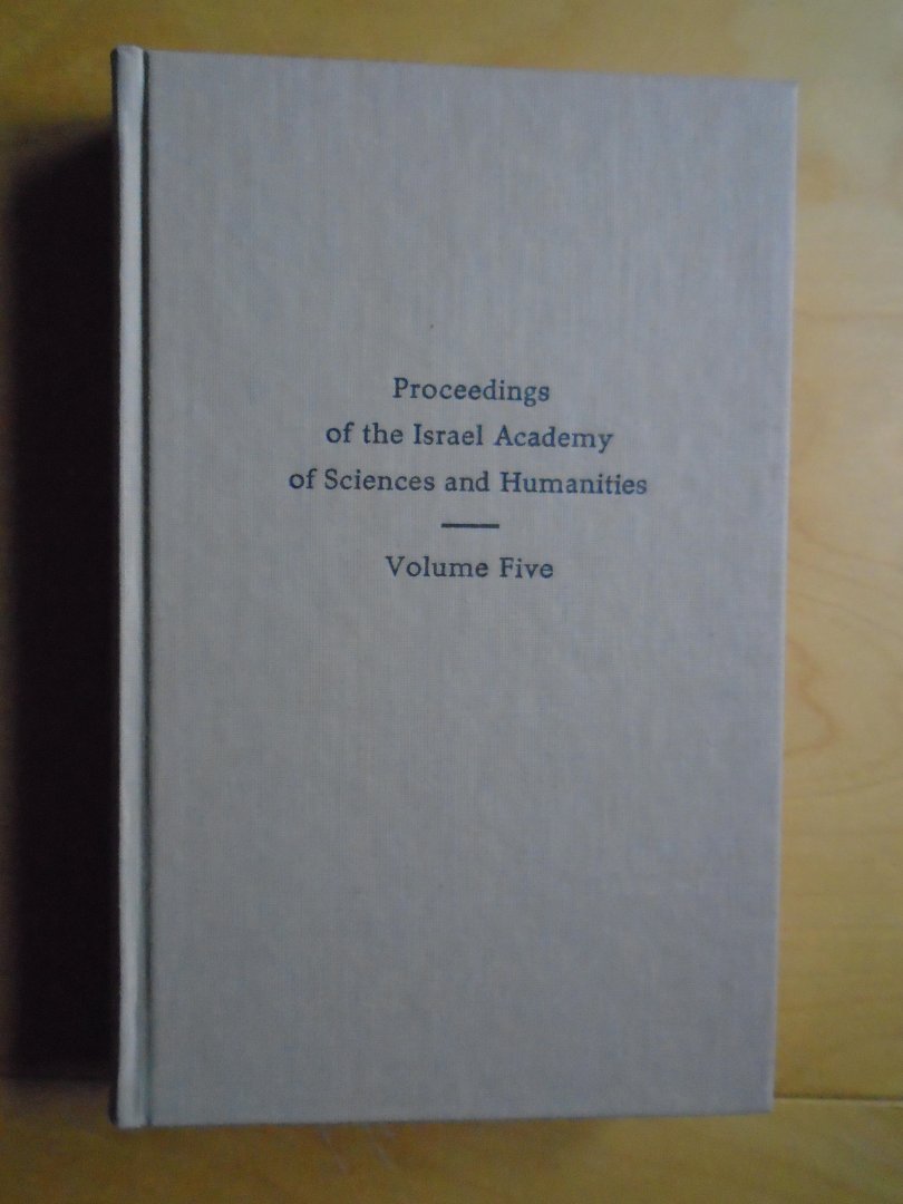  - Proceedings of the Israel Academy of Sciences and Humanities, Volume 5