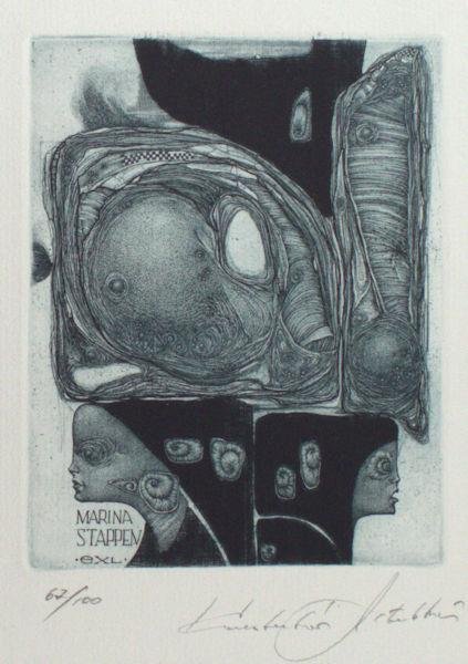 Antyukhin, Konstatin (Antioukhin). - Exlibris voor Marina Stappen.