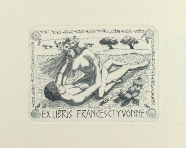 Vries, Yvonne de. - Negen etsen exlibris en gelegenheidsgrafiek.