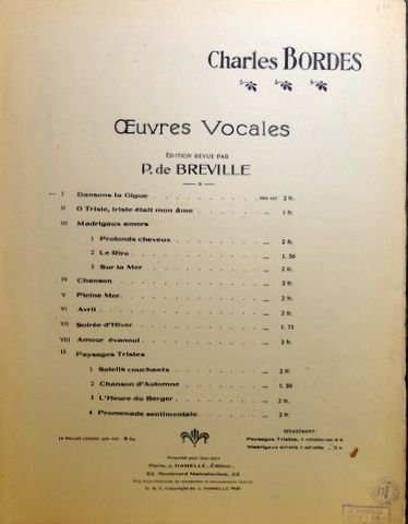 Bordes, Charles: - Dansons la gigue. Poésie de Paul Verlaine (Oeuvres vocales. Edition revue par P. de Breville)