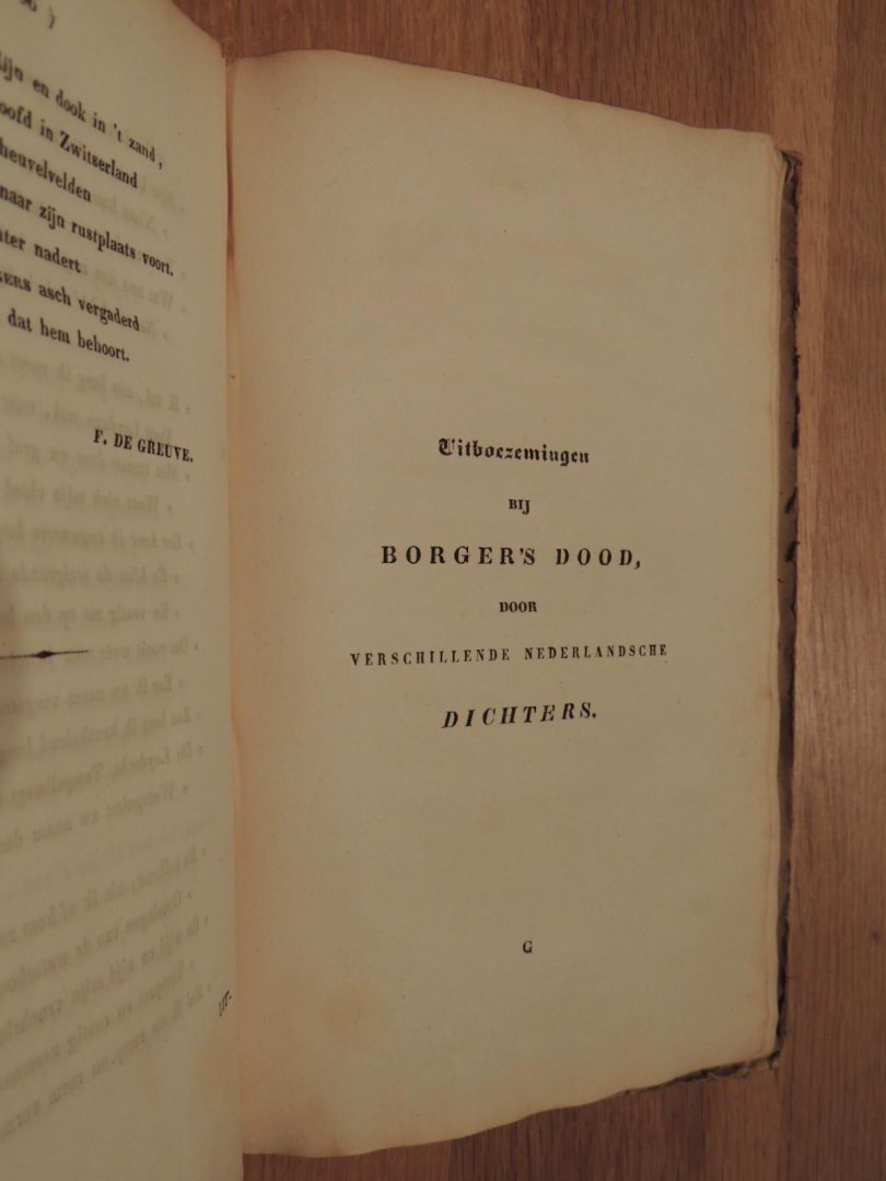 Borger, E.A. - Dichterlijke nalatenschap van E.A. Borger. Ten deele nooit gedrukt - Uitboezemingen bij Borger's dood