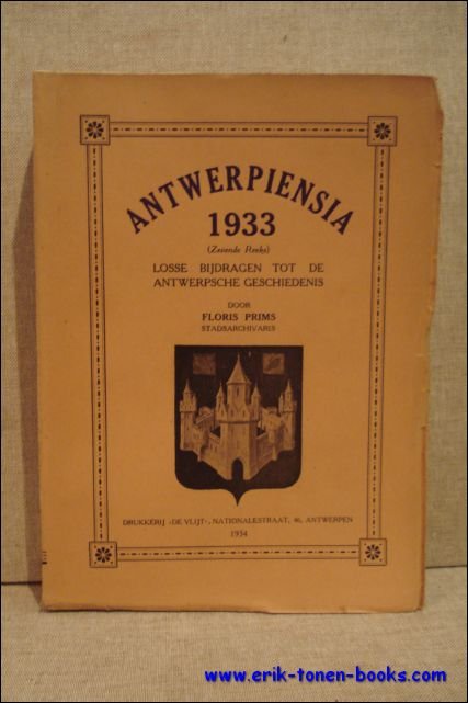 PRIMS, Floris. - ANTWERPIENSIA 1933.