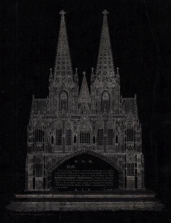 ROUWKAART - Overlijdenskaart van Marie-Caroline Vermeerre, weduwe van Liévin-François De Keyser, overleden te Gent op 22 juni 1841 (Placard mortuaire à la cathédrale pour service funèbre).