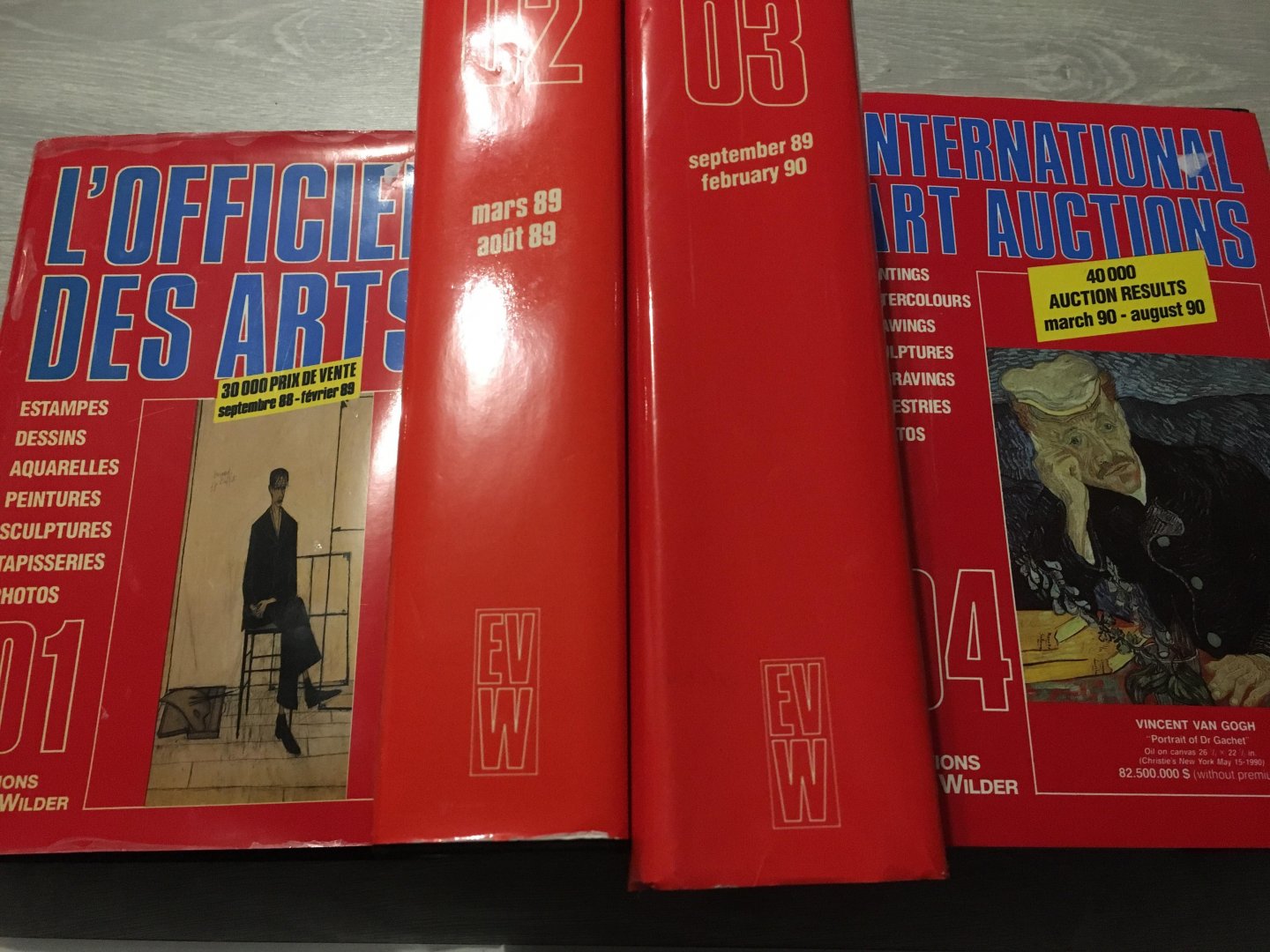 Ritzenthaler, Van Wilder - 4 volumes; L’officiel des arts; guide semestriel des ventes, septembre 1988- Février 1989, Mars 89-Août 1989, september 1989-February 1990, March 1990-August 1990