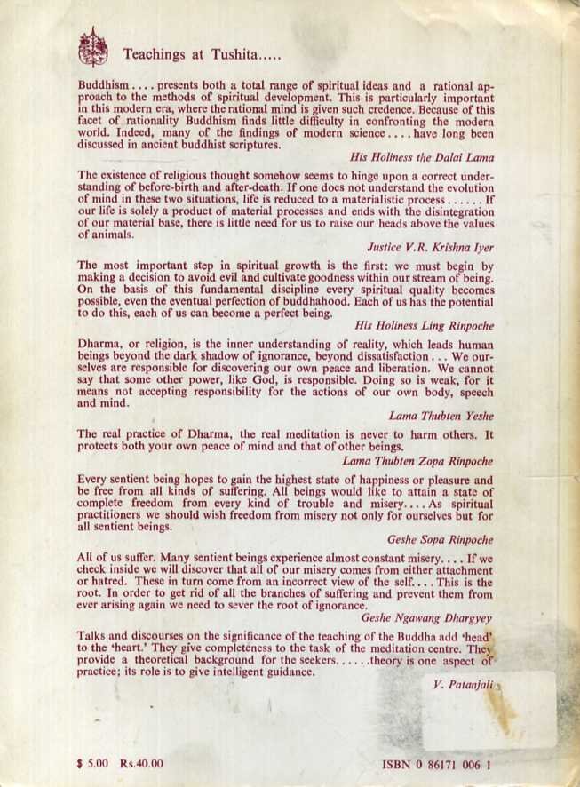 Mullin, Glenn H. & Nicholas Ribush(editors) - Teachings at Tushita: Buddhist discourses, articles, and translations.