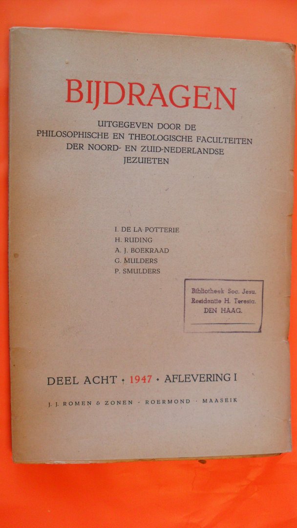 De la Potterie/ Boekraad/ Mulders e.a. - Bijdragen van de Philosophische en Theologische faculteiten der Nederlandsche Jezuieten