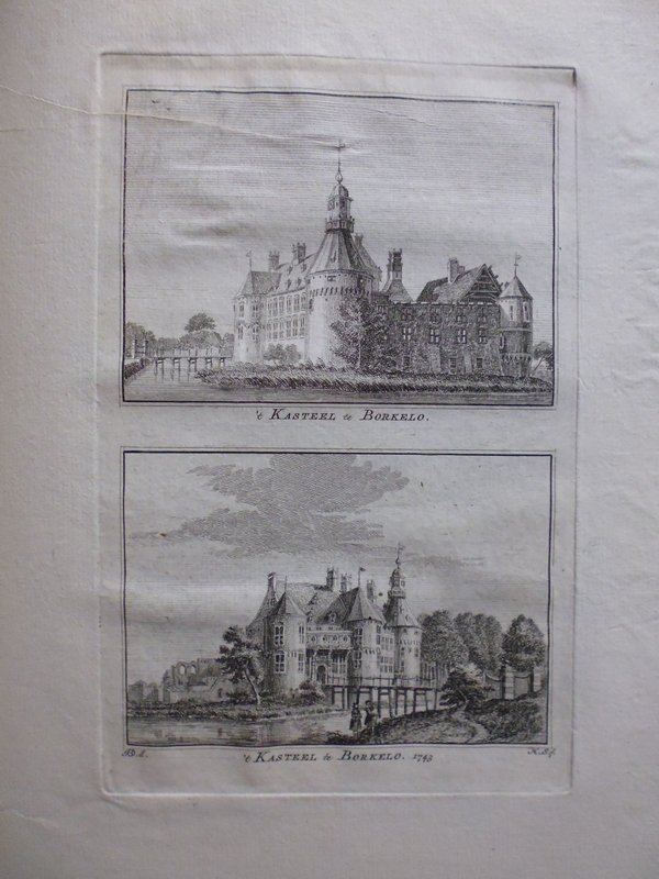H. Spilman - t Kasteel te Borkelo / 't Kasteel te Borkelo 1743 - Originele kopergravure