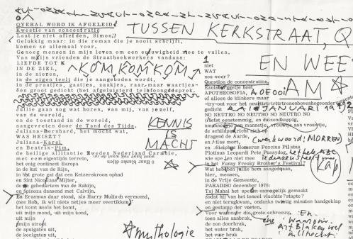 VINKENOOG, Simon - Overal word ik afgeleid! (Tekstprent uit 1978 met handgeschreven opdracht).