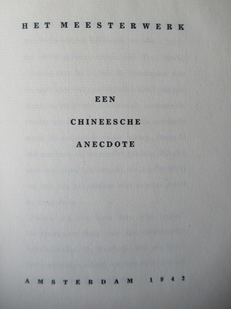 Pörzgen, H. - Het meesterwerk. Een chineesche anecdote