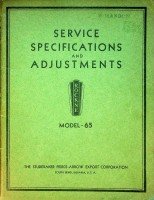 Studebaker Pierce-Arrow - Service Specifications and Adjustments Rockne Model 65