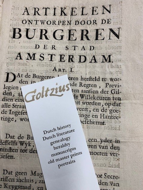  - Artikelen ontworpen door de burgeren der stad Amsterdam.