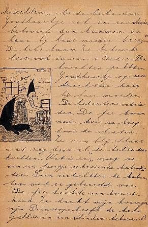 VISSER, Trude - Prinses Goudhaartje. (Handgeschreven verhaaltje uit 1943).