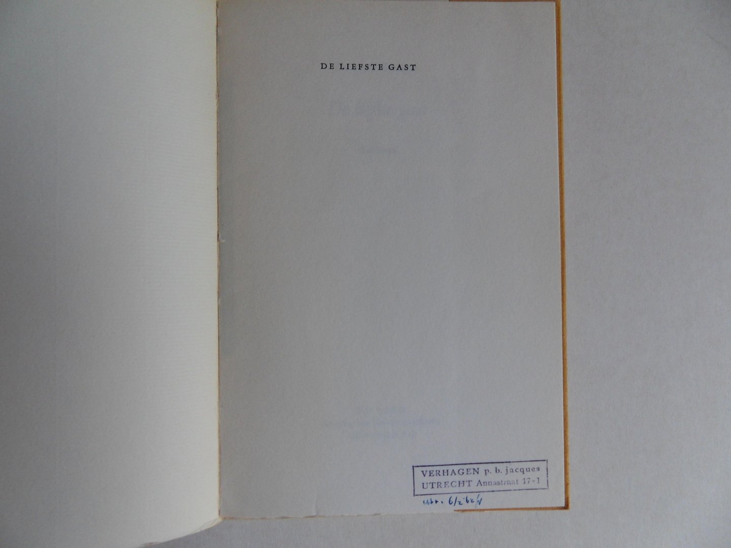 Hattum, Jac. van. - De liefste gast.