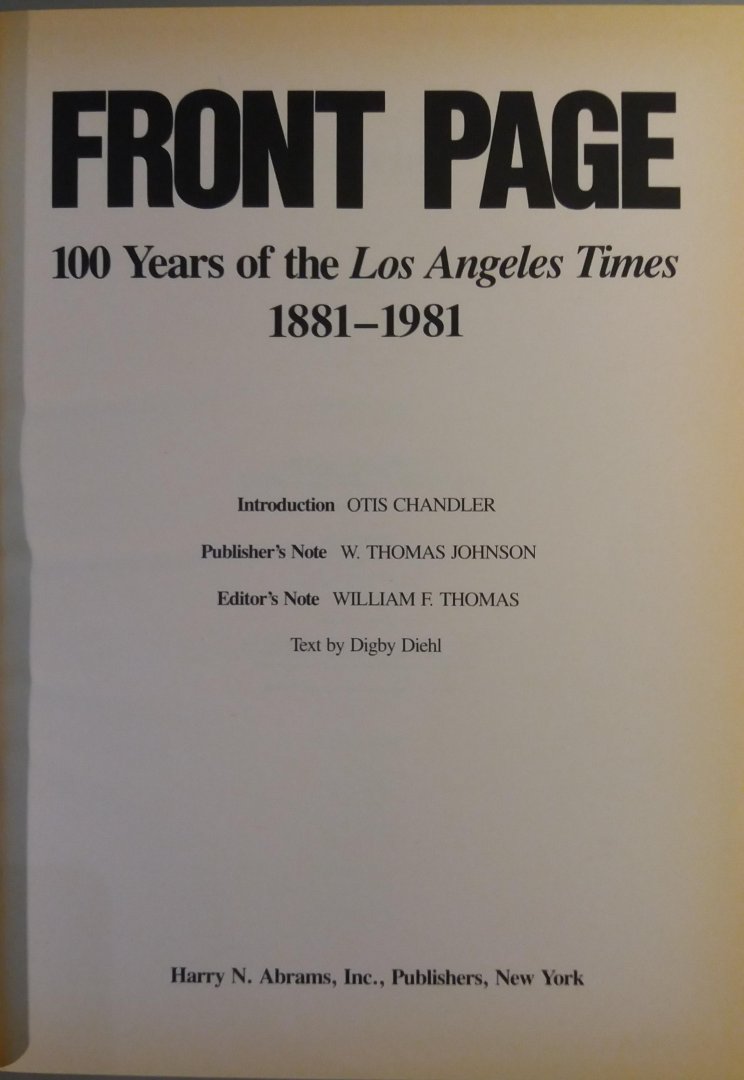 Geis, Darlene (editor) - Front Page - 100 years of the Los Angeles Times