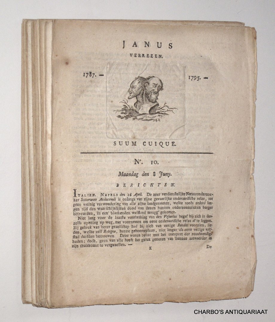 TERVEEN, JAN GERARD VAN (anon. verschenen), - Janus verrezen, 1787-1795. Suum cuique. Nos. 10 t/m 25, 8 Juny - 21 September 1795.