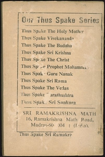Ramakrishna, Sri - Thus Spake