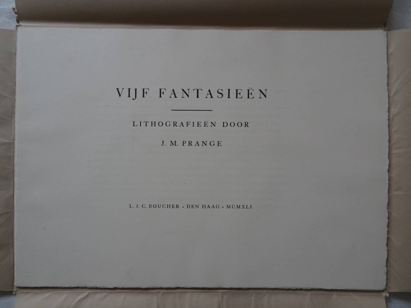 Prange, J.M.. - Vijf Fantasieën. Lithografieën door J.M. Prange.