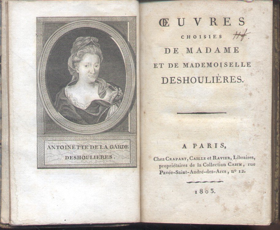 Auteur (onbekend) - Oeuvres choisies de Madame et de Mademoiselle Deshoulieres
