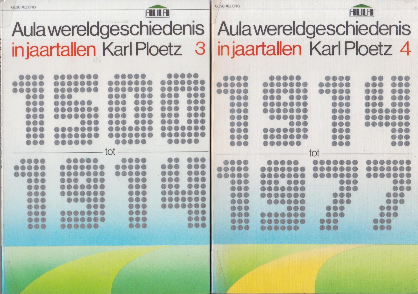 Ploetz, Karl - Aula wereldgeschiedenis in jaartallen. Compleet 1. Tot 500 - 2. 500 tot 1500 - 3. 1500 tot 1914 - 4. 1914 tot 1977. Vertaald door drs W.A. van Lakwijk en P.H.W.C. Rommers