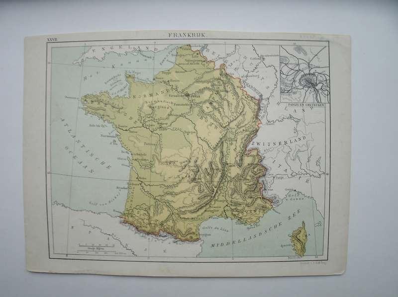 antique map (kaart). - Frankrijk (France).