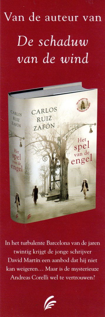 Zafón, Carlos Ruiz - boekenlegger: Het spel van de engel
