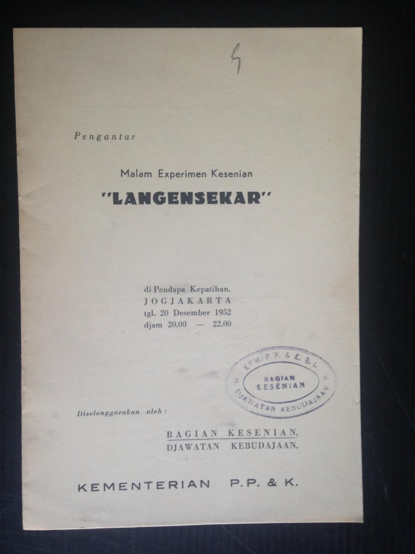 Hardjasoebrata, C. - Programmaboekje dans Langensekar, Jogjakarta