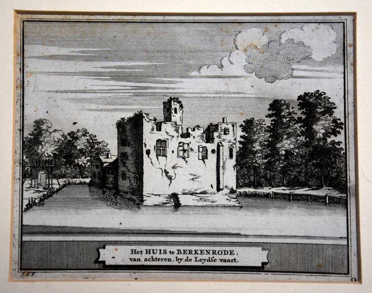 Jacobus Schijnvoet naar tekekening van Roelant Roghman - Het huis te Berkenrode  'van achteren, bij de Leyse vaart