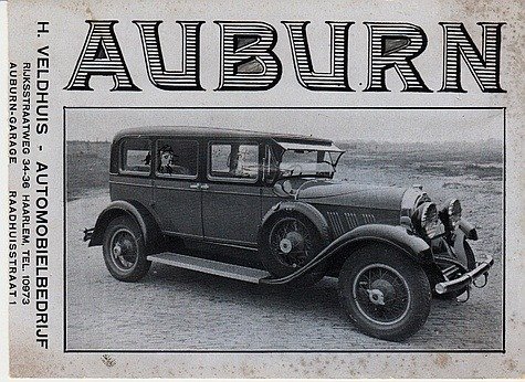 AUBURN - Vloeiblad automobielbedrijf Veldhuis, Haarlem.