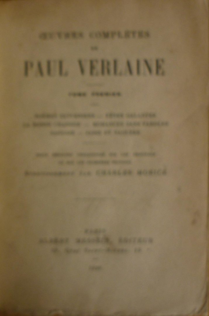 Verlaine, Paul - Oeuvres complètes (5 volumes) & Oeuvres posthumes (3 volumes) samen 8 volumes compleet