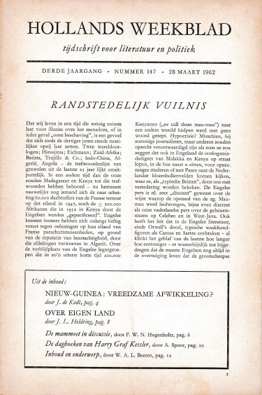K.L. Poll (redactie) - Hollands Weekblad, derde jaargang, nummer 147, 28 maart 1962