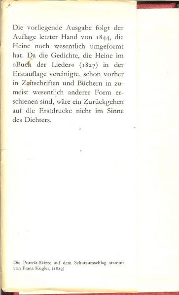 Heinrich Heine - Buch der Lieder .. Nach der letzten vom Dichter besorgten Ausgabe von 1844
