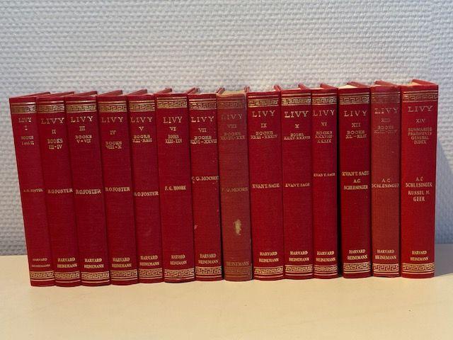 Livius (Titus - / Livy) + Obsequens (Iulius) - B.O. Foster, F.G. Moore, E.T. Sage, A.C Schlesinger, R.M. Geer - Ab urbe condita / Roman History, (+ Fragments & Periochae), vols. I - XIV (compleet in 14 delen) [Loeb Classical Library (LCL)]