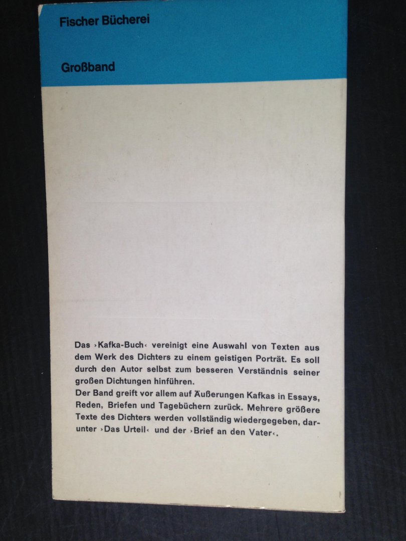 Politzer, Heinz - Das Kafka-Buch, Eine innere Biographie in Selbstzeugnissen