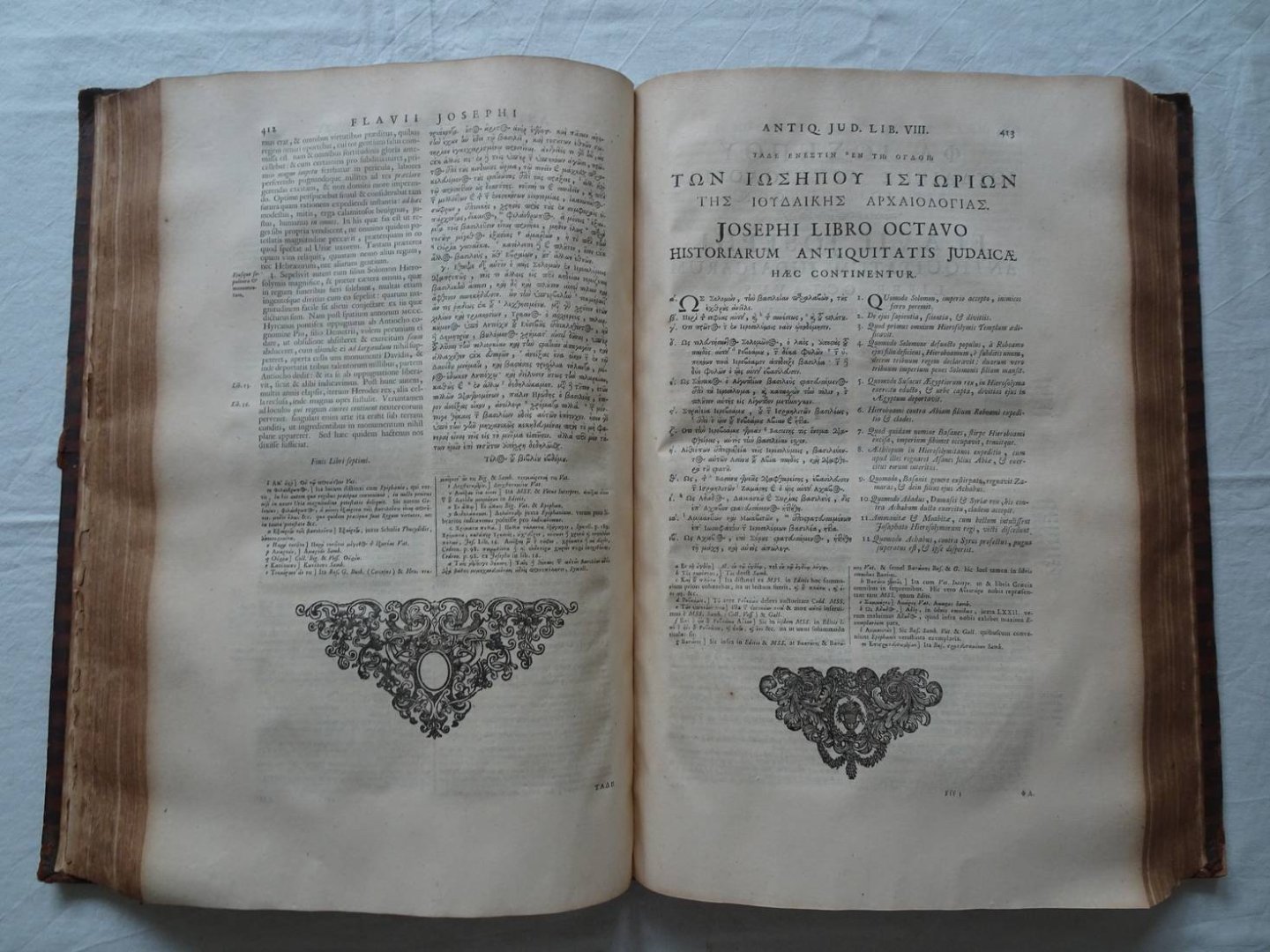 Flavius Josephus / Siegbert Havercamp. - Flavii Josephi quae reperiri potuerunt, Opera Omnia Graece et Latine cum notis & nova versioneJoannis Hudsoni........Sigebertus Havercampus. Tomis duobus.
