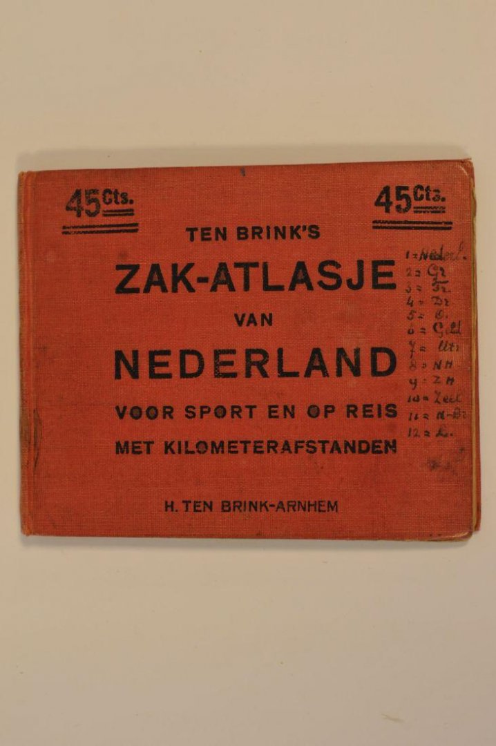 Brink, H. ten - Ten Brink's nieuwe zak-atlasje van Nederland voor sport en op reis met kilometerafstanden (4 Foto's)