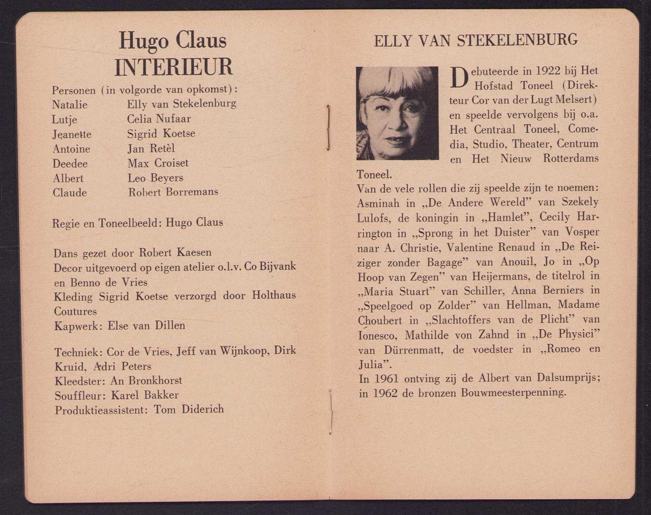 H. Claus - Interieur van Hugo Claus (programmaboekje?)
