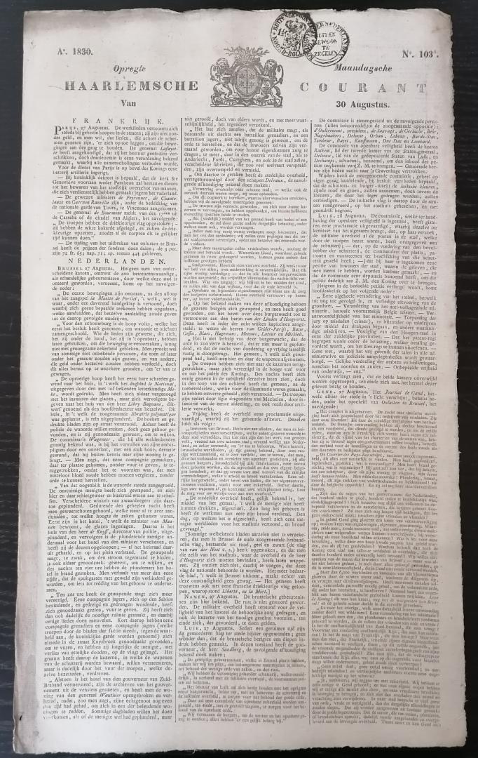 Anoniem - Opregte Haarlemsche Courant No. 103 - 30 augustus 1830