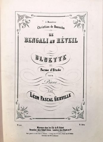Gerville, Léon Pascal: - Le Bengali au réveil. Bluette en forme d`étude pour piano. Op. 2. Septième édition
