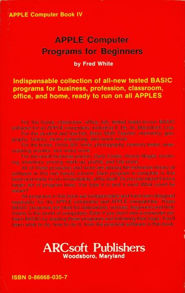 White, Fred - Apple computer programs for beginners
