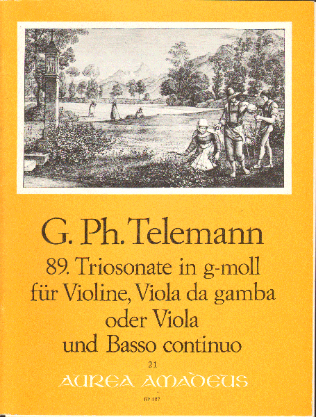 Telemann, G.Ph. - G.Ph. Telemann, Bladmuziek 89. Triosonate in g-moll für Violine, Viola da gamba oder Viola und Basso continuo, geniete softcover, zeer goede staat