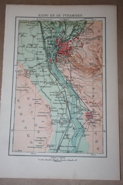  - Oude kaart - Kaïro en de Pyramiden - circa 1905
