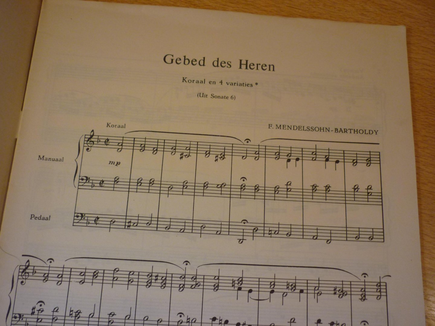 Mendelssohn-Bartholdy, Felix; (1809-1847) - Sonate no.6; "Vater unser im Himmelreich"; fur Orgel