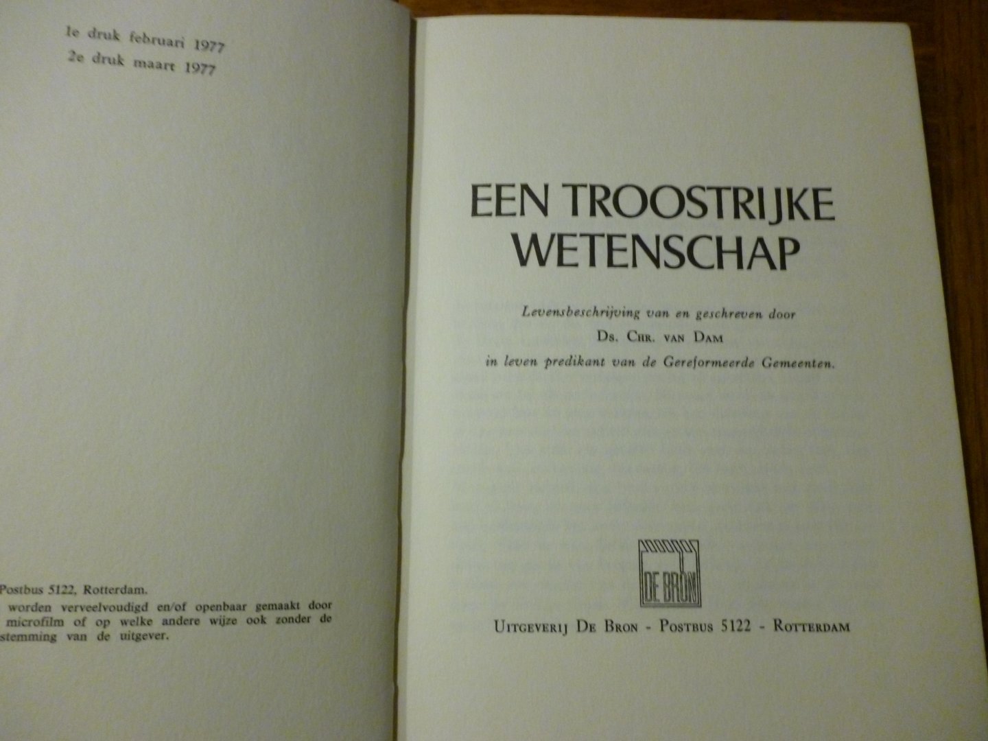 dam van chr. - een troostrijke wetenschap