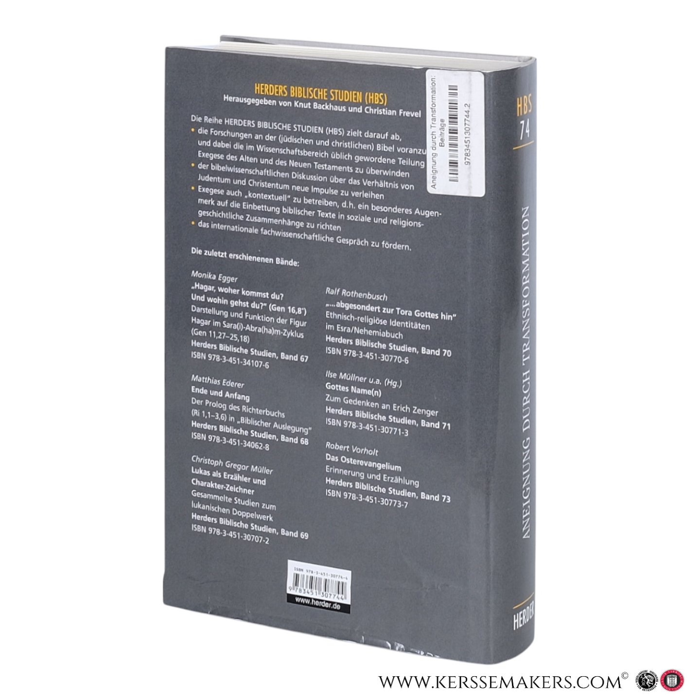 Eisele, Wilfried / Christoph Schaefer / Hans-Ulrich Weidemann (eds.). - Aneignung durch Transformation: Beiträge zur Analyse von Überlieferungsprozessen im frühen Christentum. Festschrift für Michael Theobald.